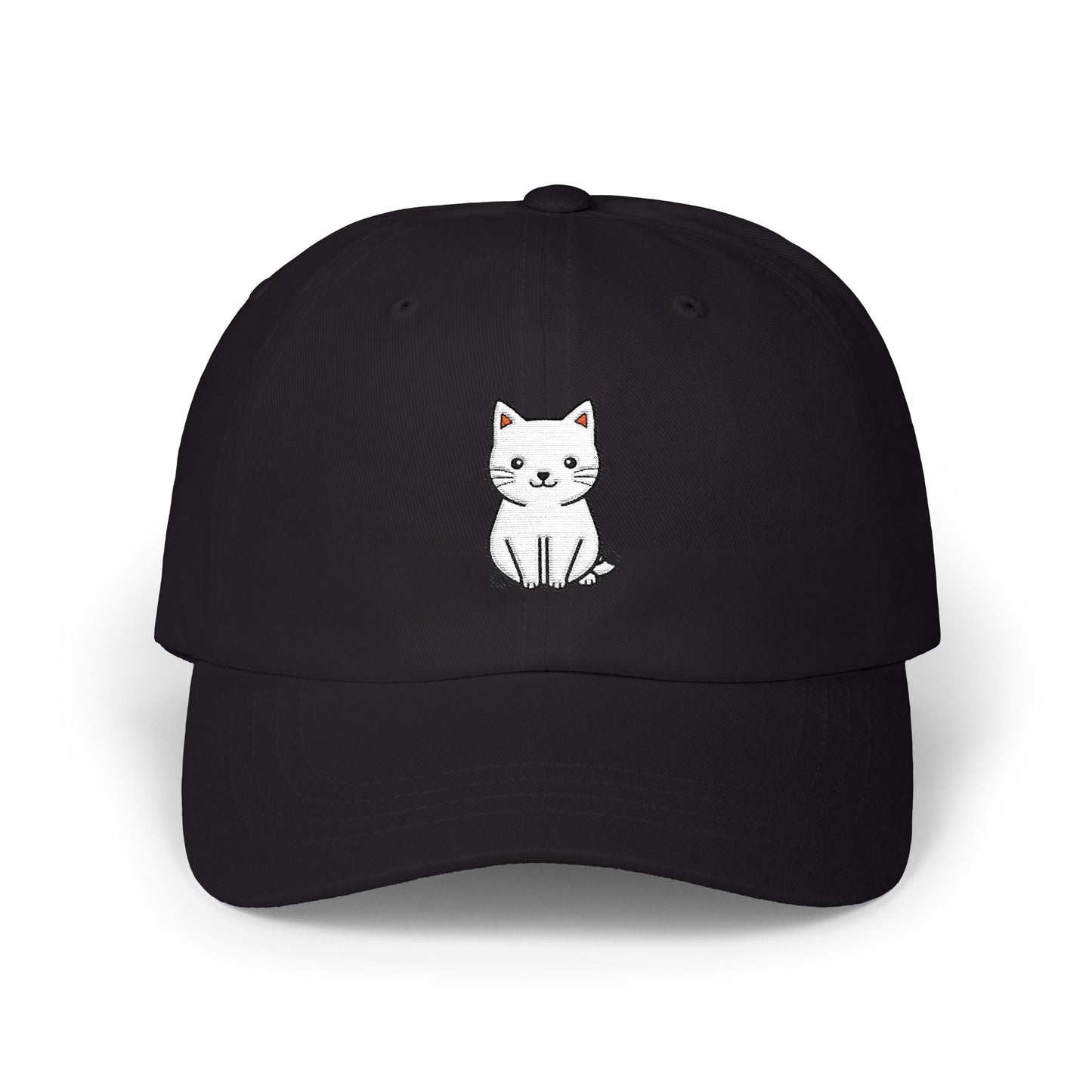 Cute Kitty Embroidered Dad Cap Hats Printify Black One size