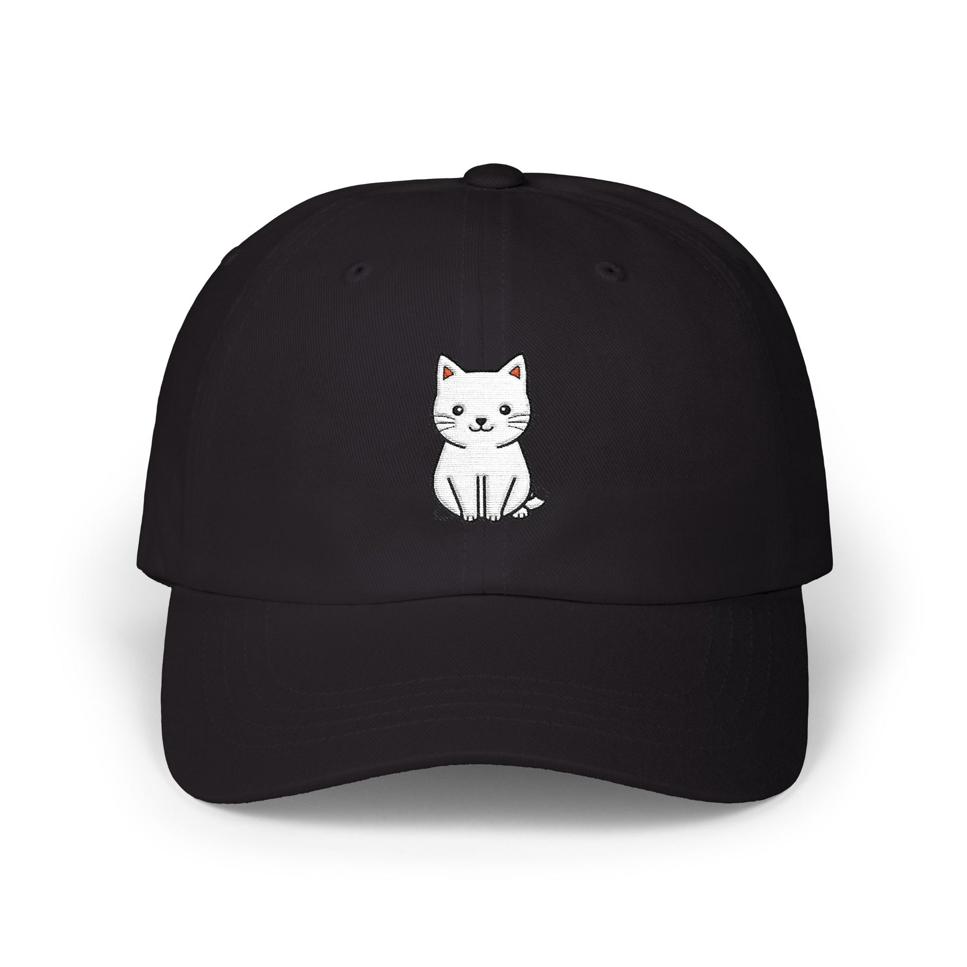 Cute Kitty Embroidered Dad Cap Hats Printify Black One size