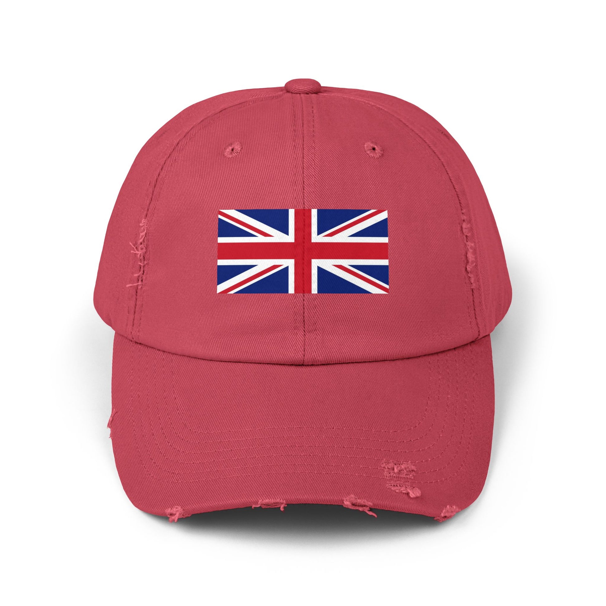 Distressed Union Jack Cap — British Flag Baseball Hat Hats Printify Dashing Red One size
