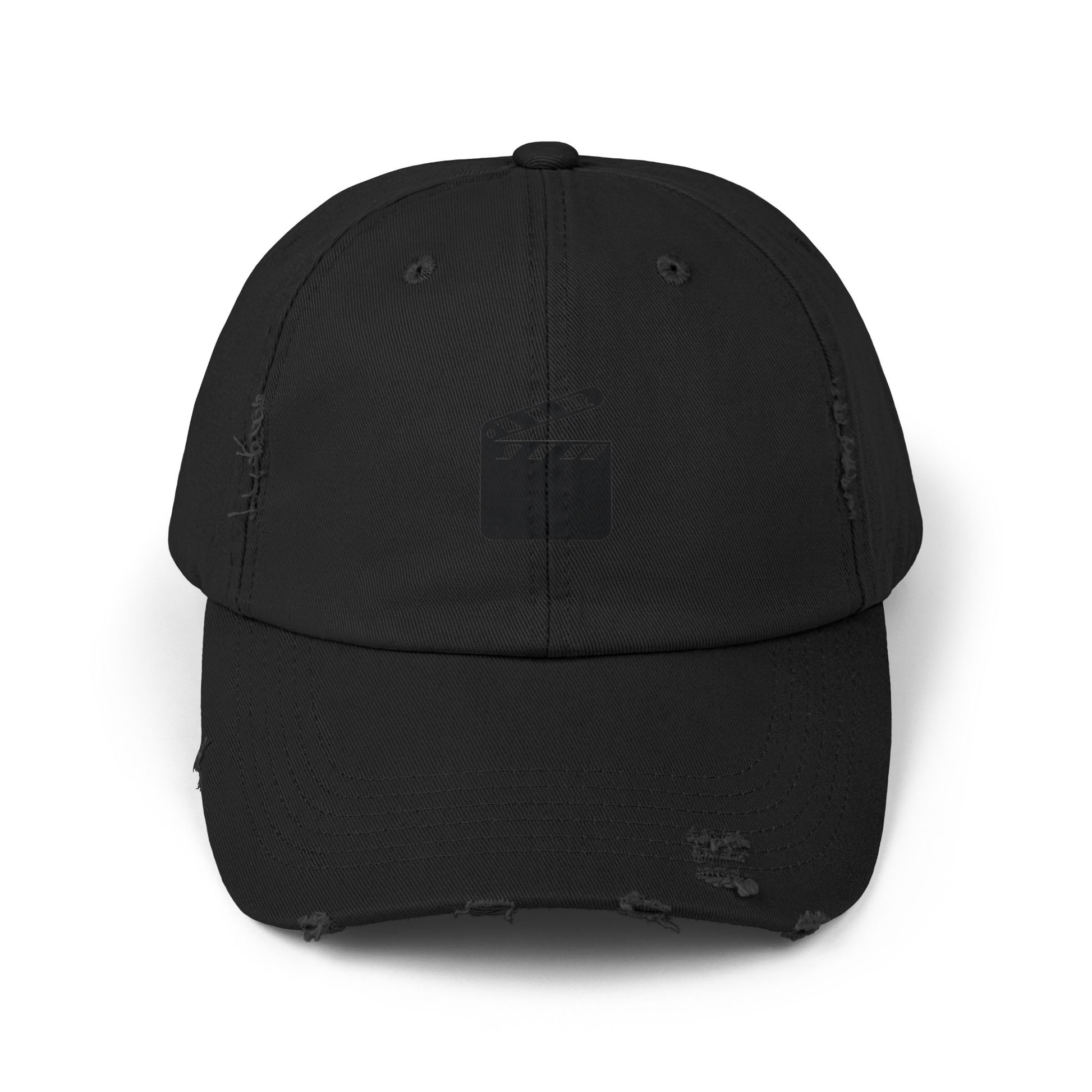 Distressed Black Baseball Cap — Vintage Ripped Dad Hat Hats Printify Black One size