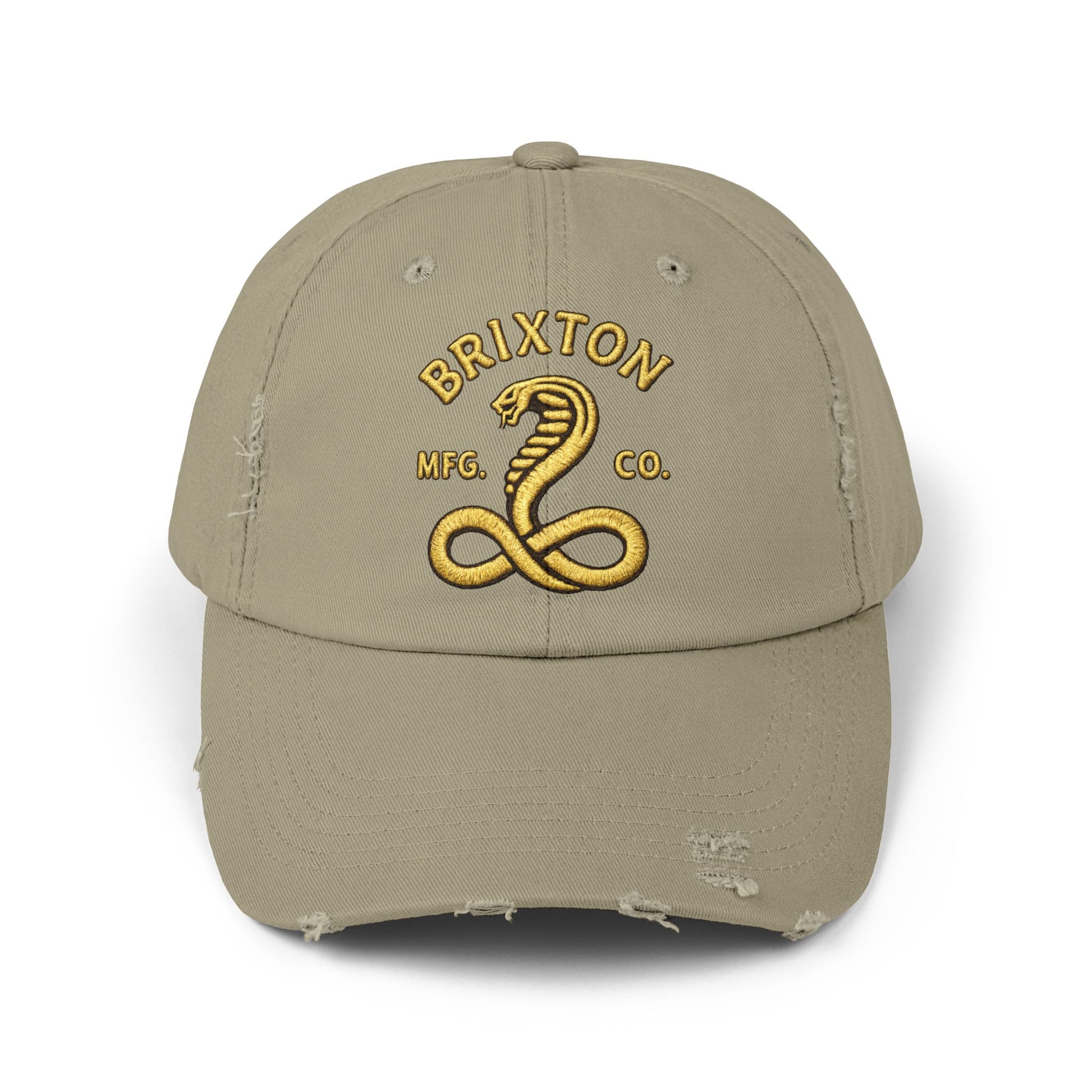 Distressed Brixton Cobra Cap — Vintage Embroidered Snake Hat Hats Printify Light Olive One size