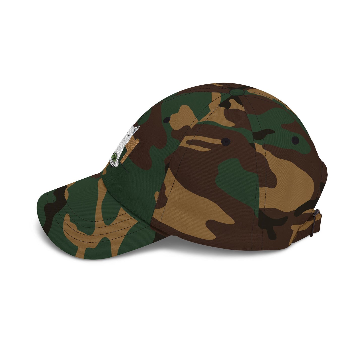 Dad Cap — Grumpy Cat at Dinner Embroidered Hat Hats Printify