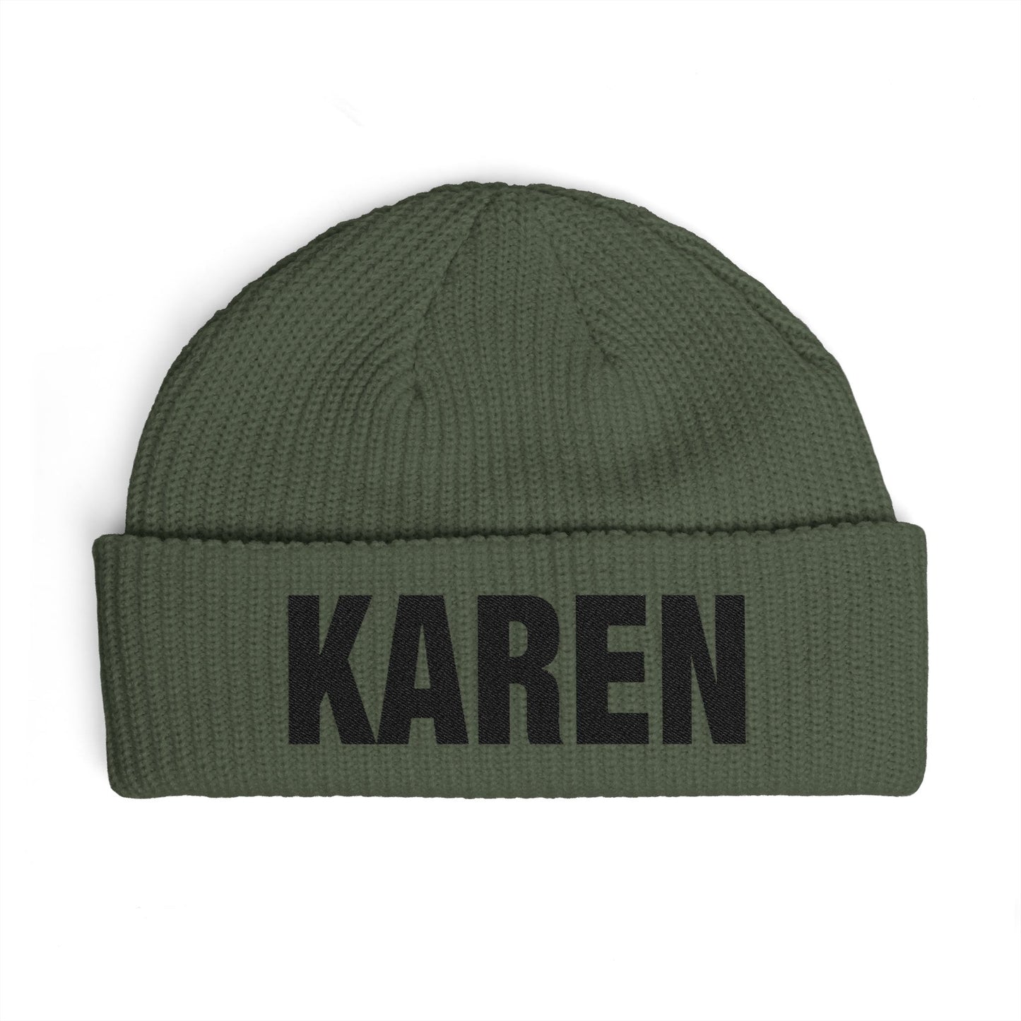 Cuff Beanie — Bold "KAREN" Embroidered Knit Hat Hats Printify One size Cypress