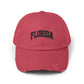 Distressed 'Florida' Baseball Cap — Vintage Black Dad Hat Hats Printify Dashing Red One size