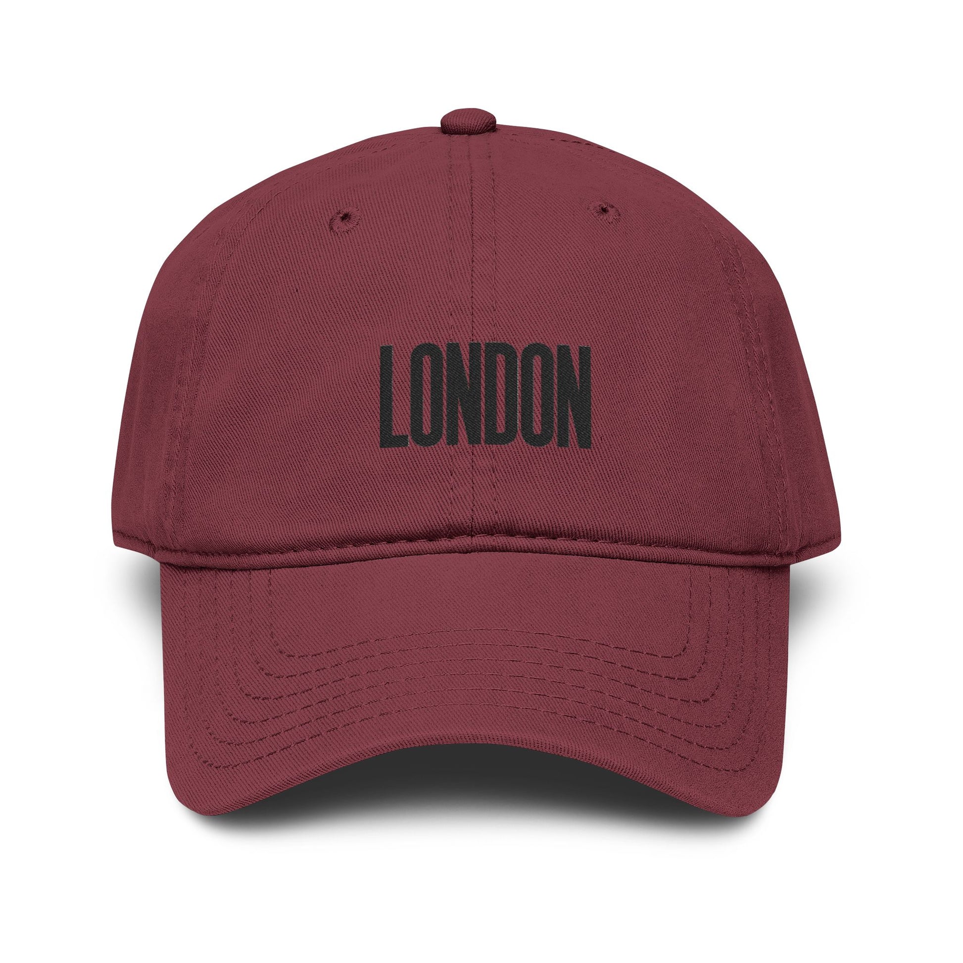 London Embroidered Washed Baseball Cap Hats Printify One size Maroon