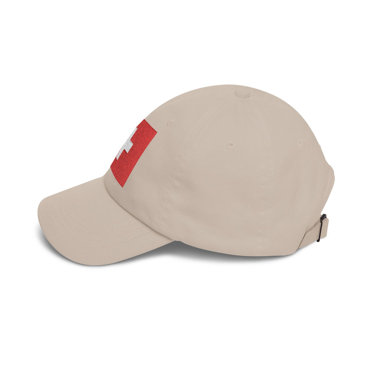 Dad Cap with Swiss Flag Embroidered Patch — Classic White Adjustable Hat Hats Printify