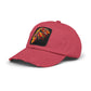 Distressed Cap — Vibrant Flame Lion Embroidered Baseball Hat