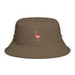 Flamingo Embroidered Bucket Hat — Brown Tropical Summer Sun Hat Hats Printify