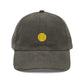 Embroidered Yellow Smiley Corduroy Cap Hats Printify Olive One size