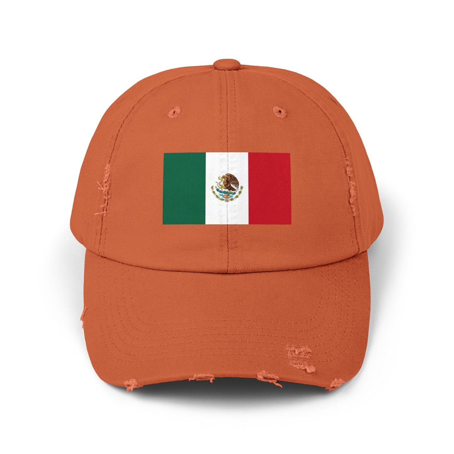 Mexico Flag Distressed Cap — Vintage Mexican Flag Dad Hat Hats Printify Burnt Orange One size