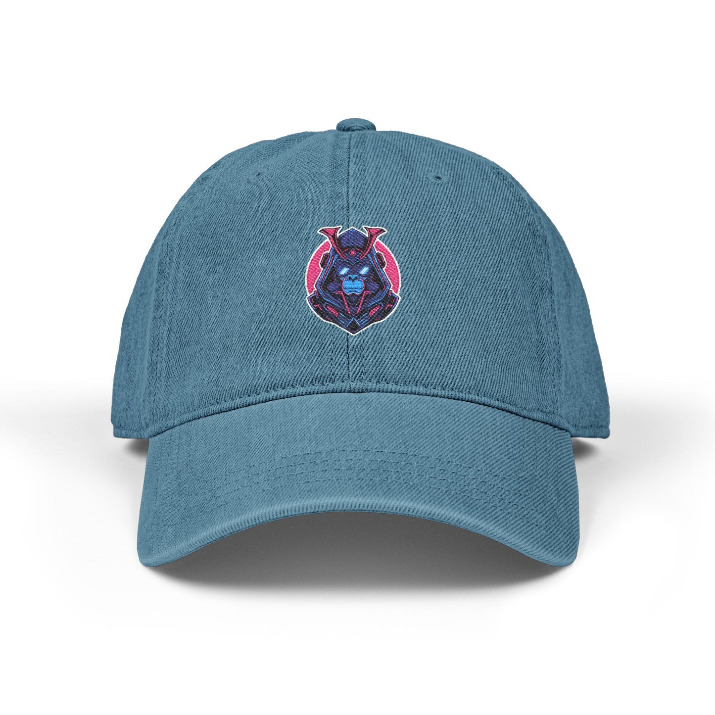 Embroidered Cosmic Bat Denim Hat — Gothic Moon Night Baseball Cap Hats Printify One size Blue
