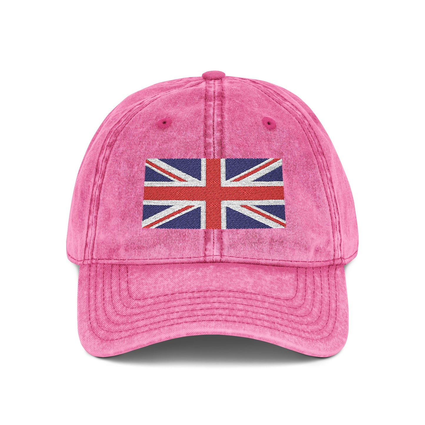 Vintage Union Jack Embroidered Cap Hats Printify One size Pink