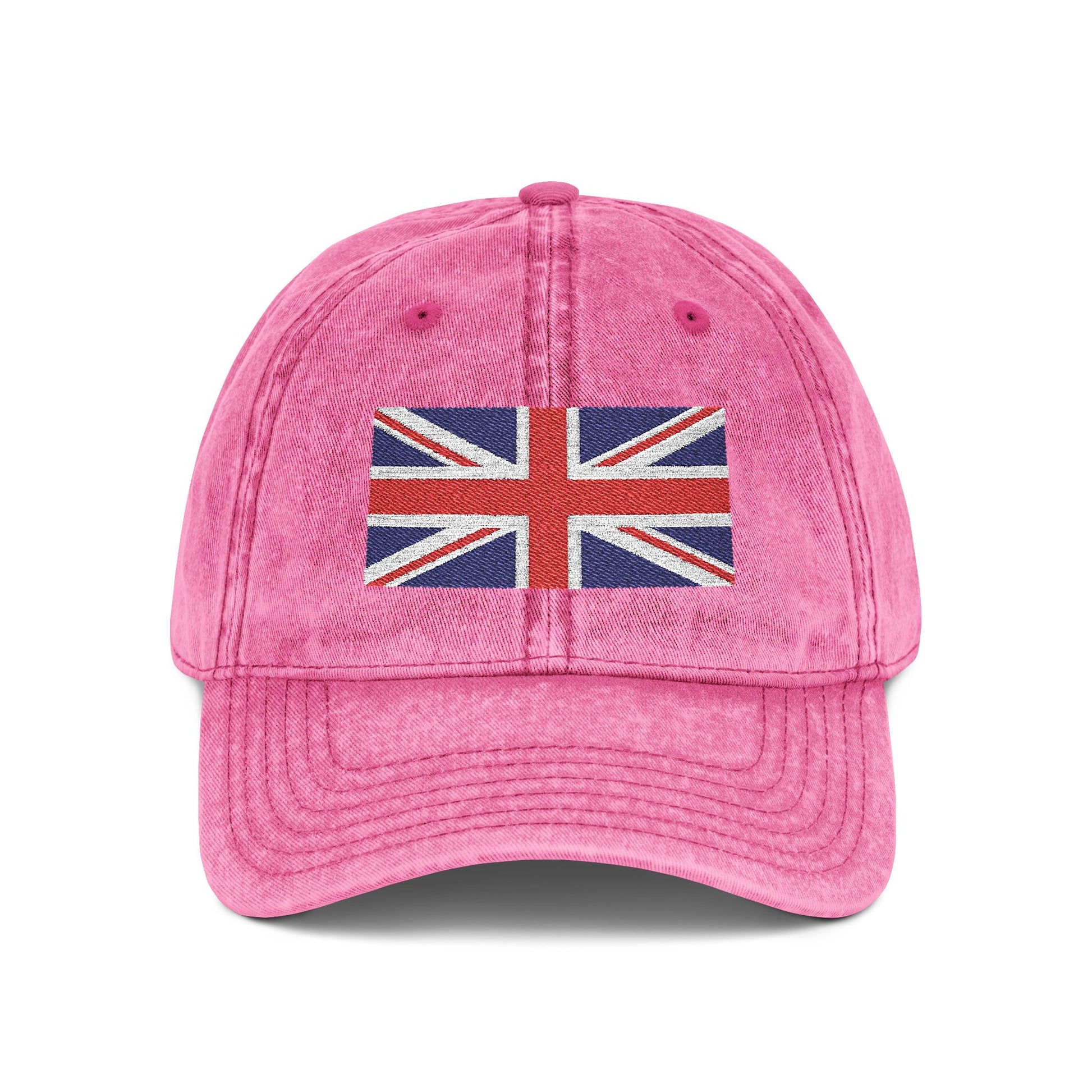 Vintage Union Jack Embroidered Cap Hats Printify One size Pink