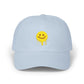 Smiling Melt Dad Cap — Dripping Smiley Embroidered Baseball Hat Hats Printify Light Blue One size