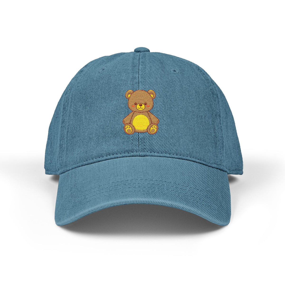 Embroidered Teddy Bear Denim Hat – Cute Vintage Teddy Cap Hats Printify One size Blue
