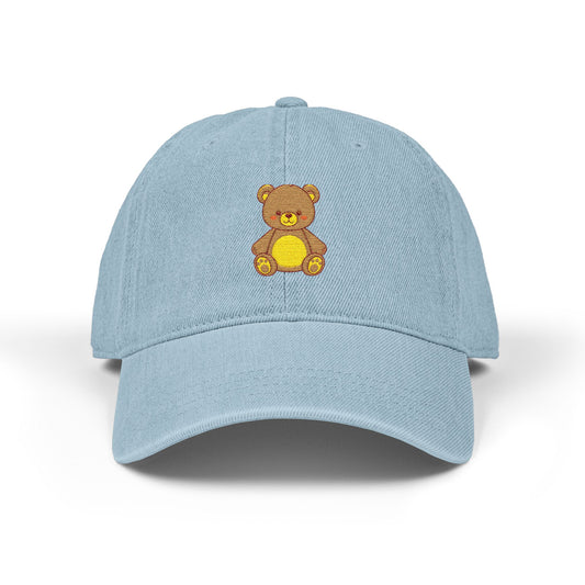 Embroidered Teddy Bear Denim Hat – Cute Vintage Teddy Cap Hats Printify One size Light Blue