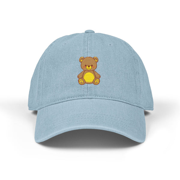Embroidered Teddy Bear Denim Hat – Cute Vintage Teddy Cap Hats Printify One size Light Blue