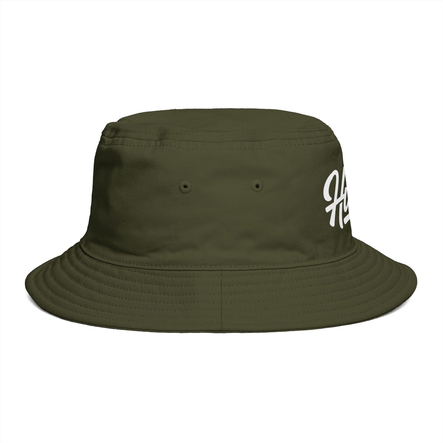 Hustle Embroidered Bucket Hat — Retro Script Streetwear Cap
