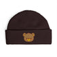 Embroidered Teddy Cuff Beanie — Cute Sequin Bear Knit Hat Hats Printify One size Plum