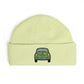 Cuff Beanie — Retro Green Car Embroidered Knit Hat Hats Printify
