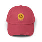 Distressed Melting Smiley Cap — Grunge Drip Dad Hat Hats Printify Dashing Red One size
