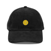Embroidered Yellow Smiley Corduroy Cap Hats Printify Black One size