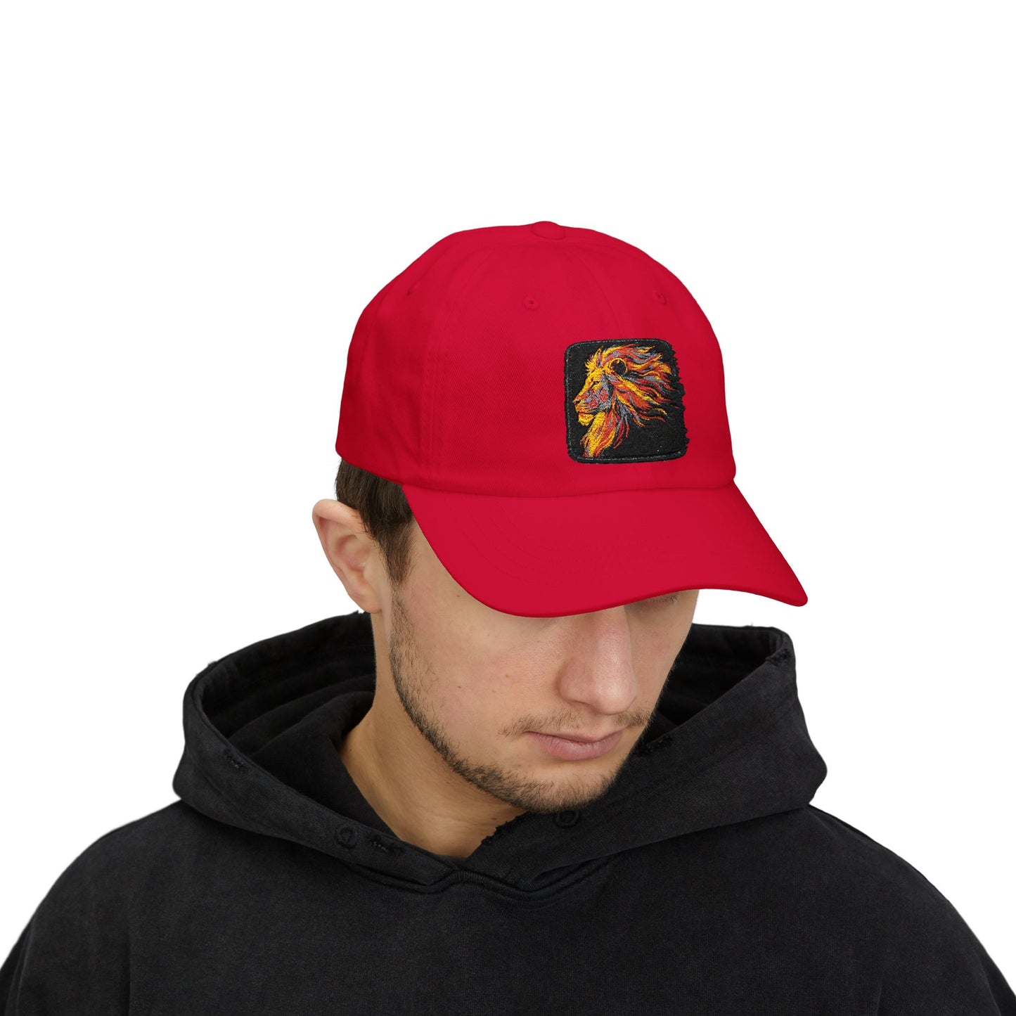 Dad Cap — Embroidered Fiery Lion Patch Baseball Hat