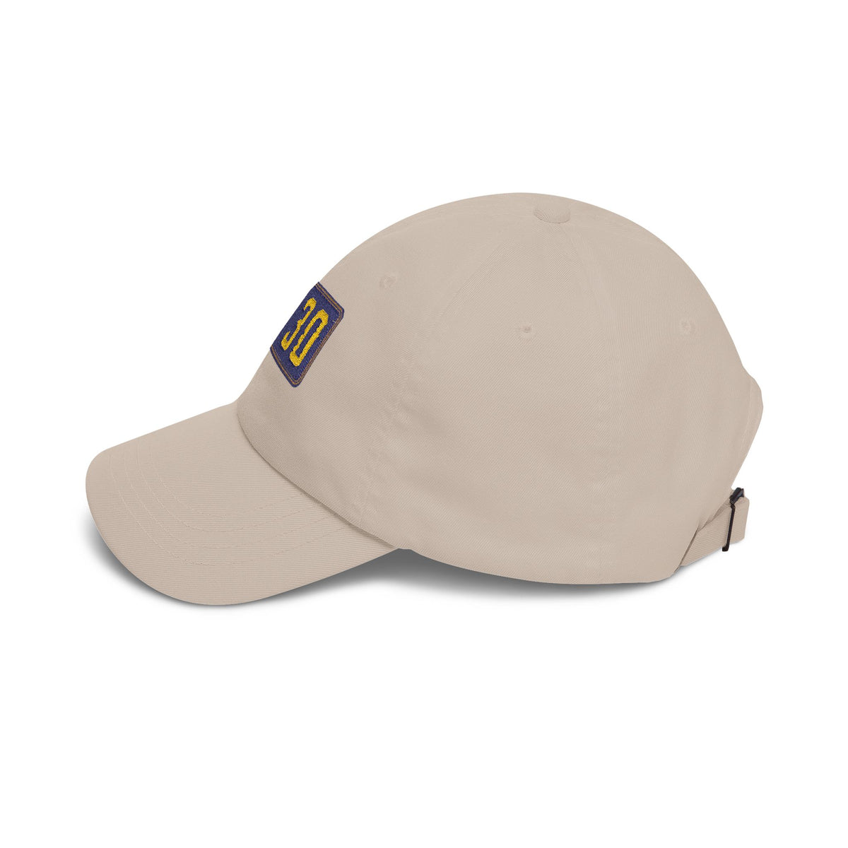 Dad Cap with Embroidered '130' Patch – Classic White Baseball Hat Hats Printify