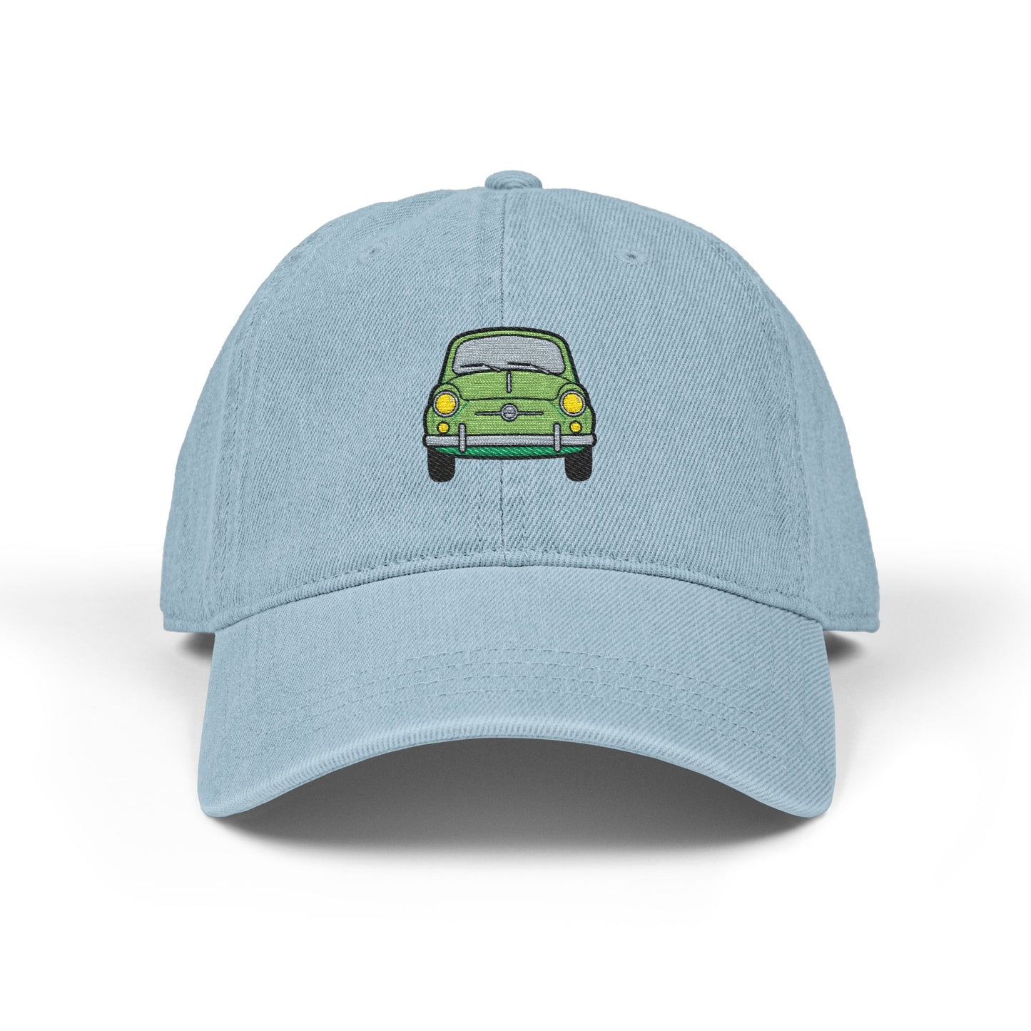 Embroidered Vintage Green Car Denim Hat Hats Printify One size Light Blue