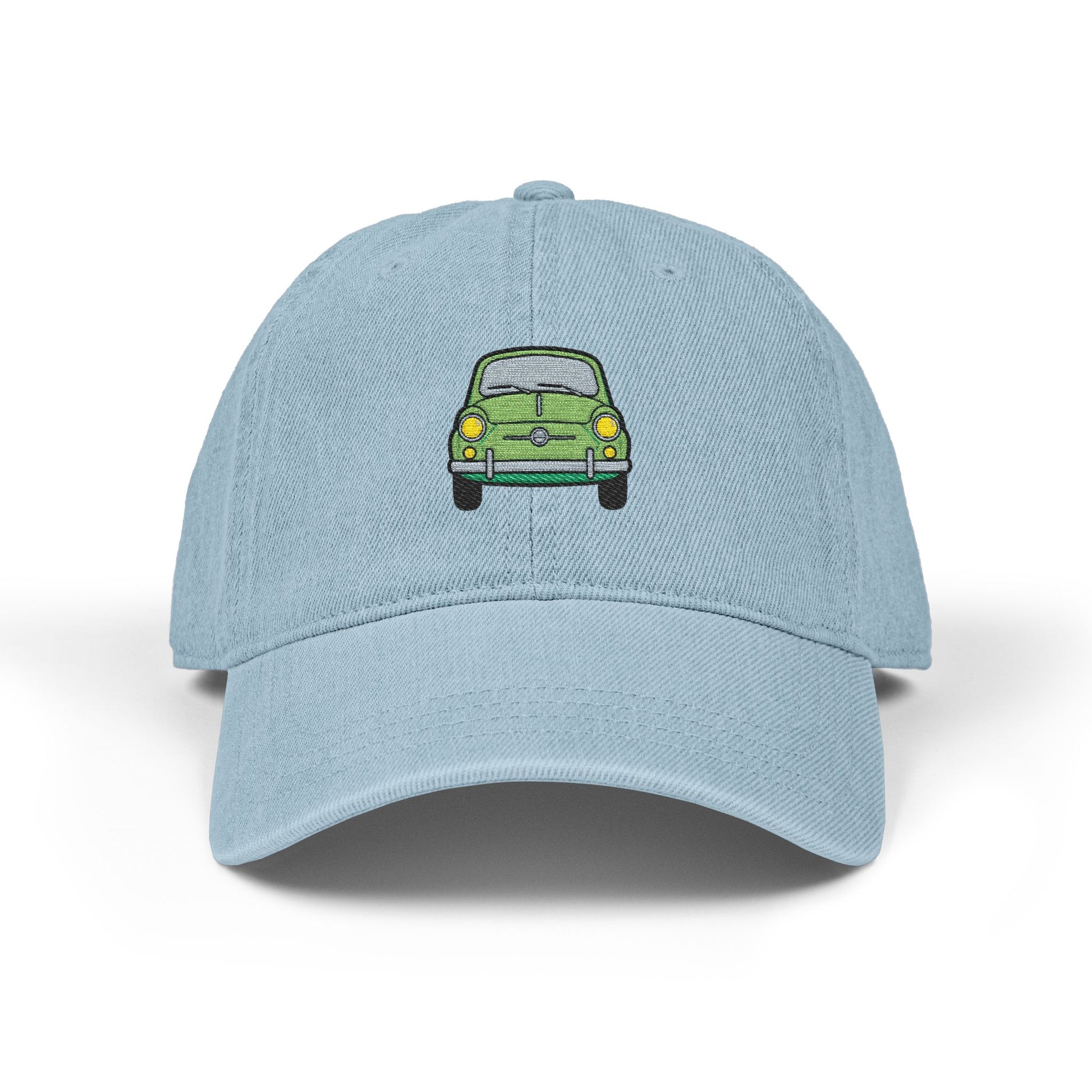 Embroidered Vintage Green Car Denim Hat Hats Printify One size Light Blue