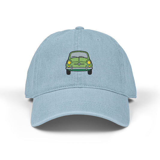 Embroidered Vintage Green Car Denim Hat Hats Printify One size Light Blue