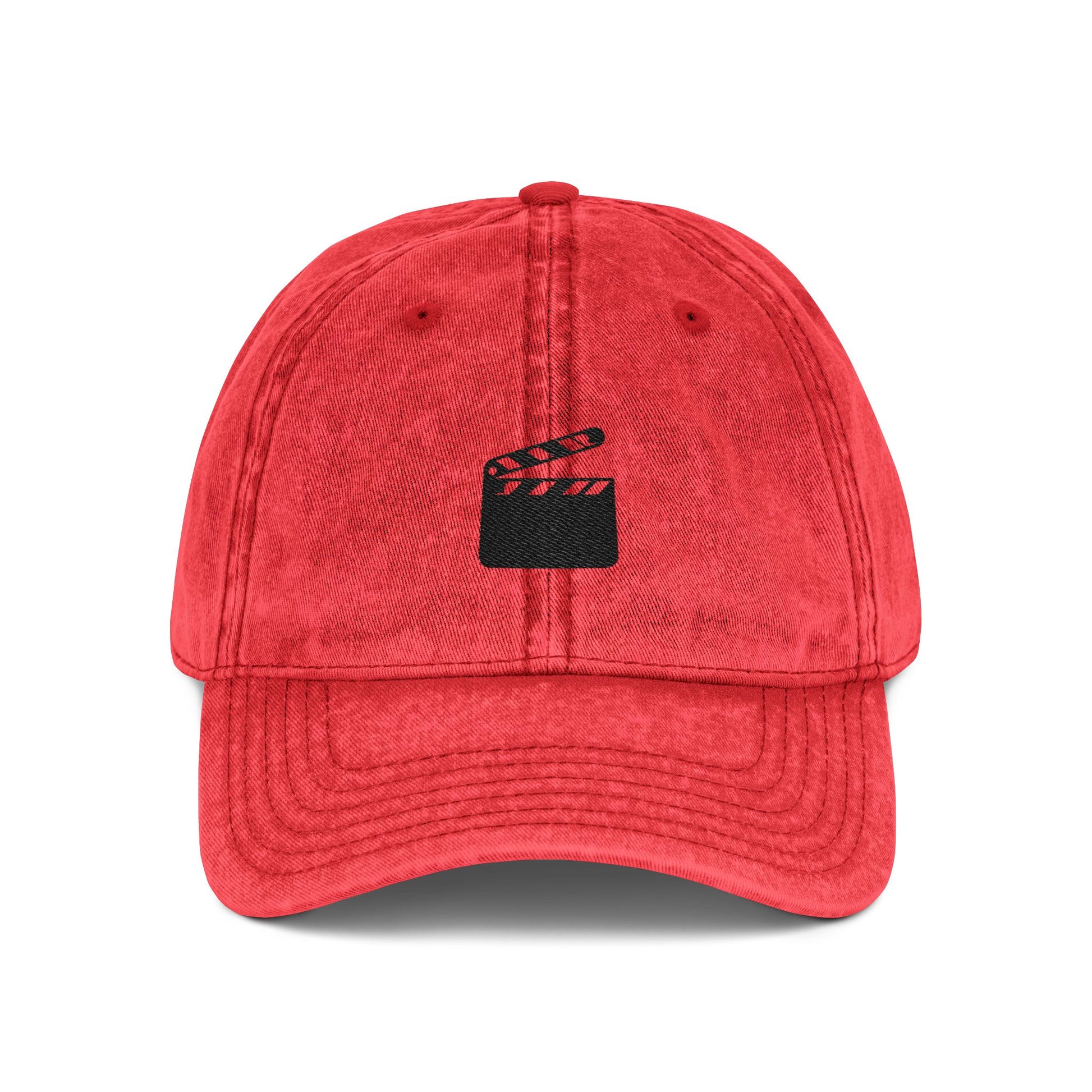 Vintage Embroidered Clapperboard Cap — Retro Film Crew Baseball Hat Hats Printify One size Red