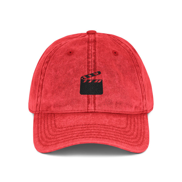 Vintage Embroidered Clapperboard Cap — Retro Film Crew Baseball Hat Hats Printify One size Red