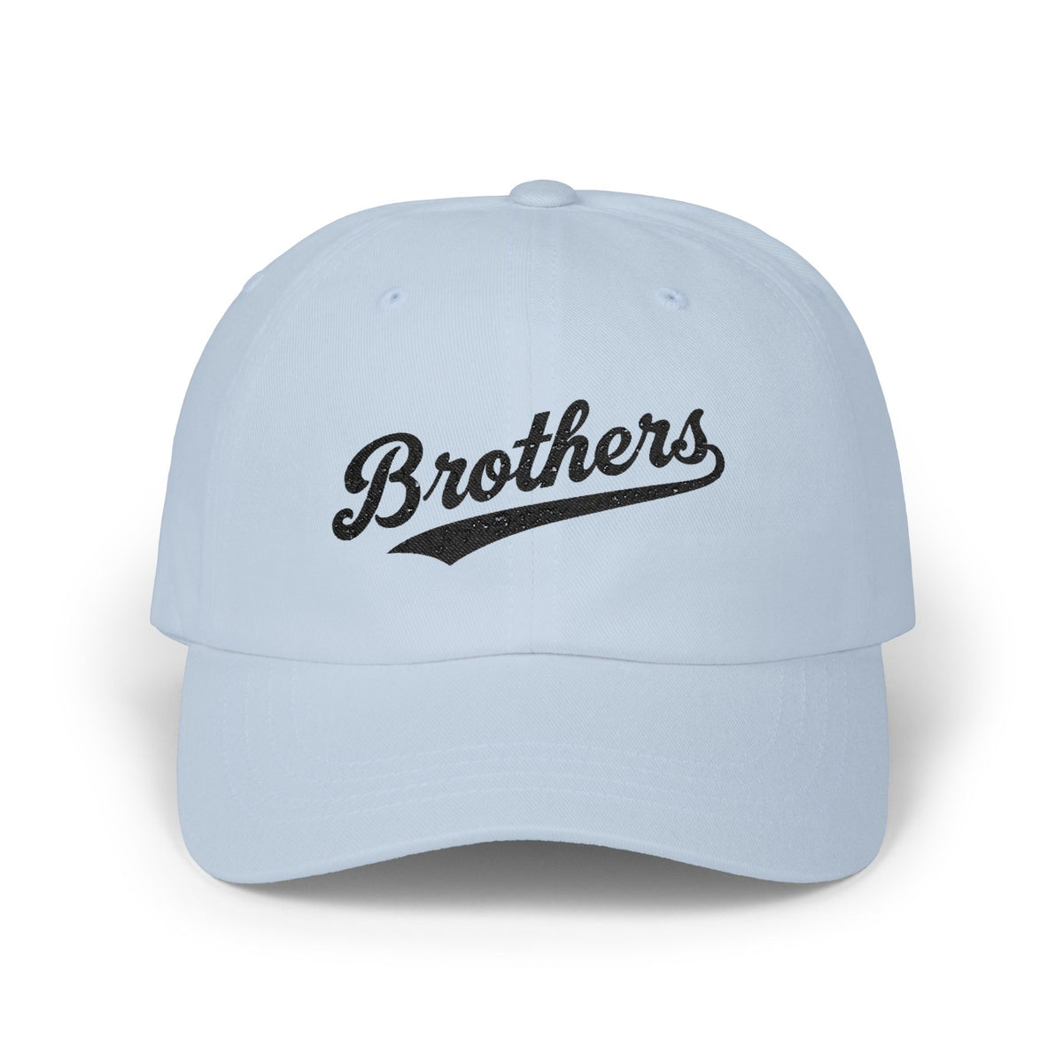 Brothers Dad Cap – Vintage Script Embroidered Baseball Hat Hats Printify Light Blue One size