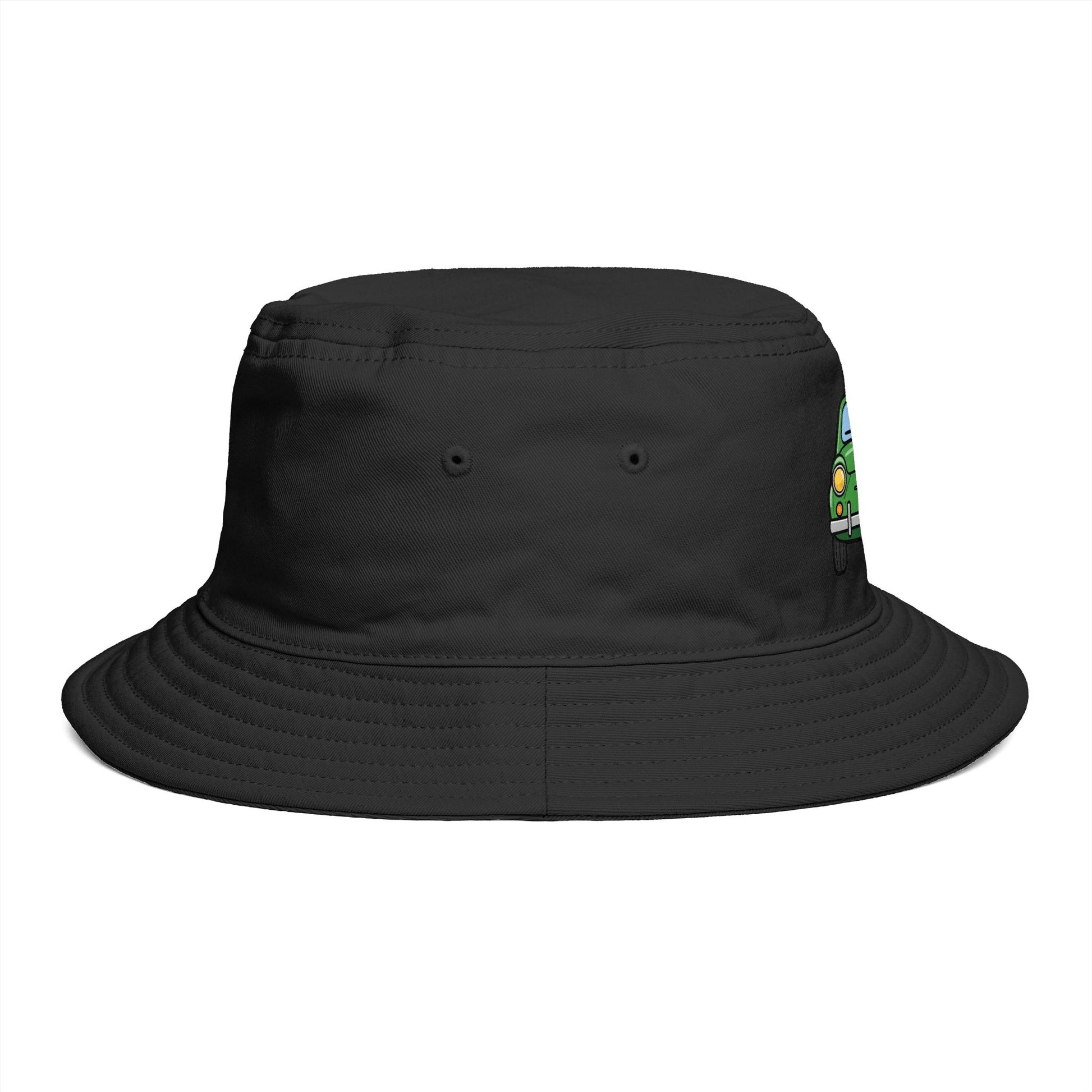 Bucket Hat — Retro Green Car Embroidered Bucket Hat Hats Printify