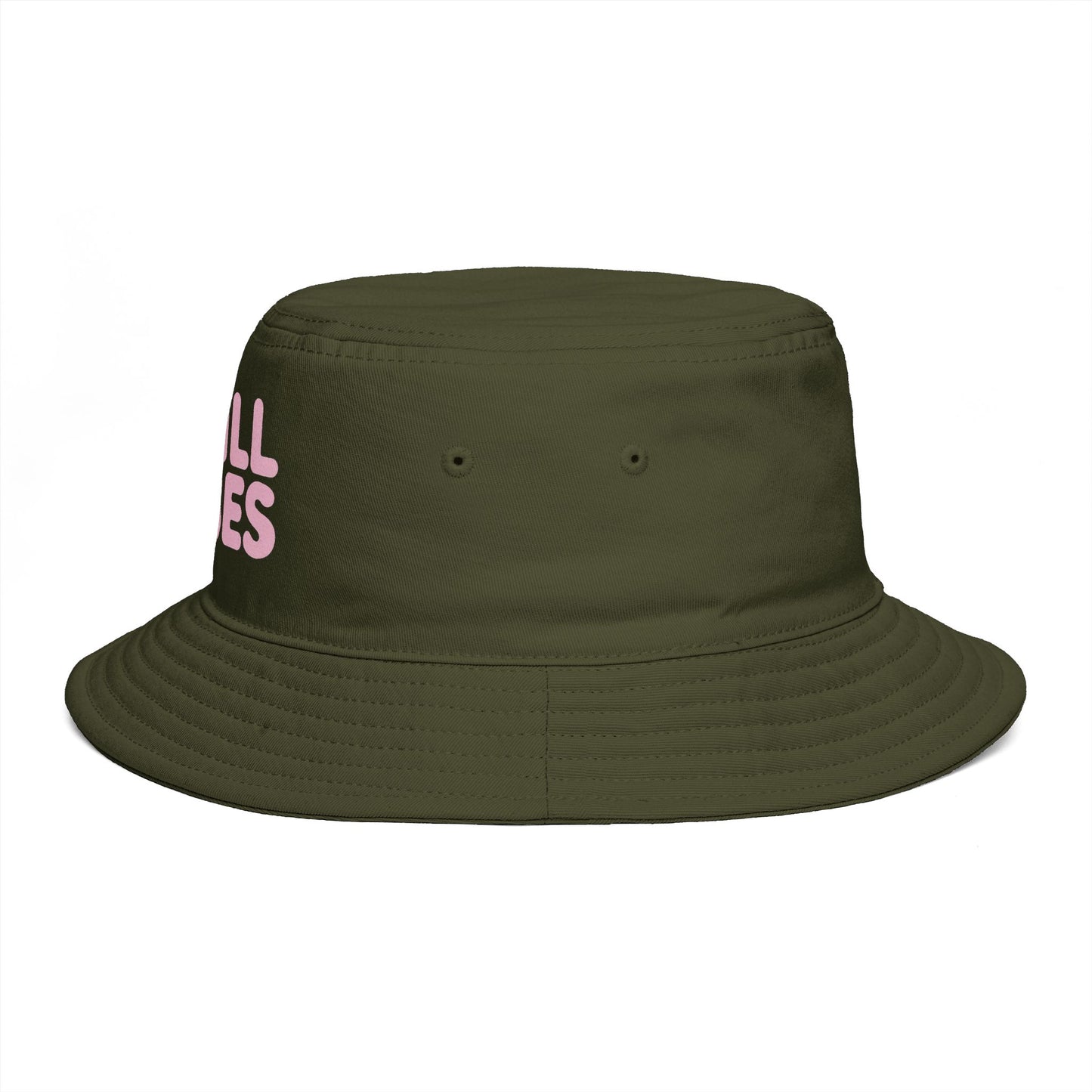 Chill Vibes Bucket Hat — Retro Pink Text Cotton Sun Hat