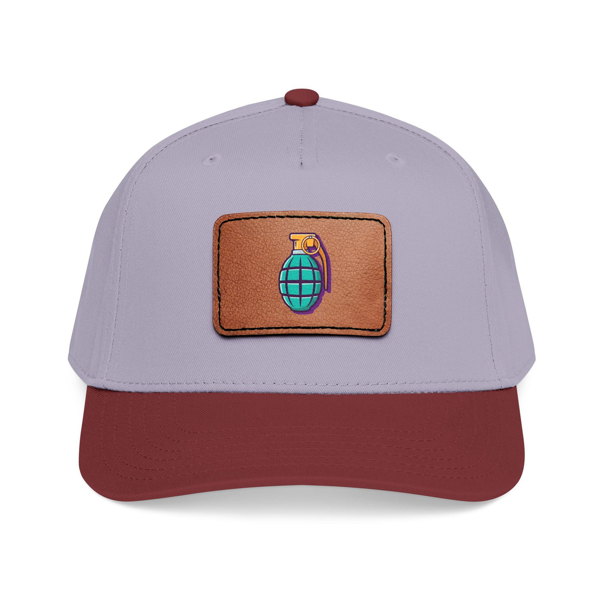 Leather Patch Baseball Cap — Retro Grenade Patch Hat