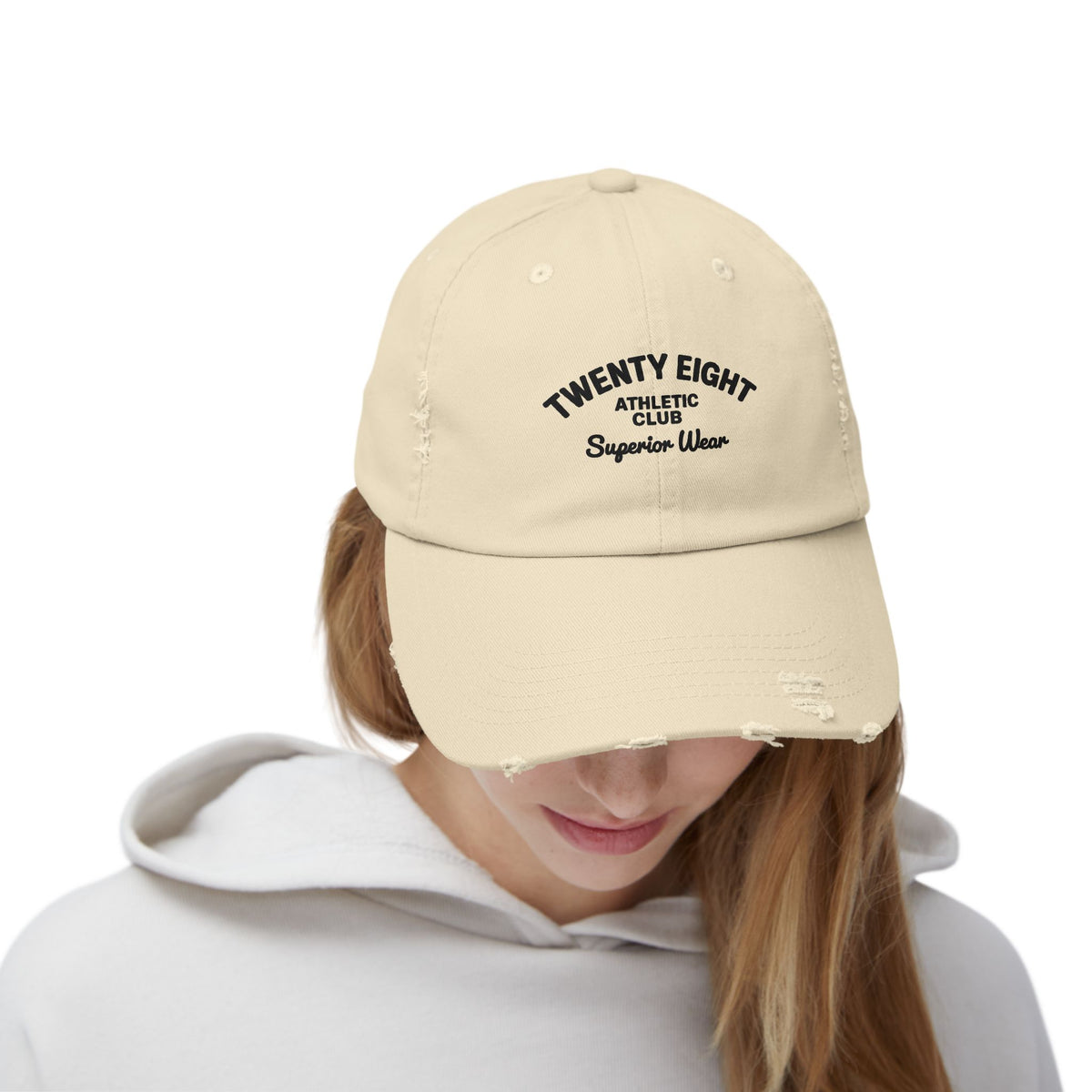 Distressed Baseball Cap — "Twenty Eight" Vintage Embroidered Dad Hat Hats Printify