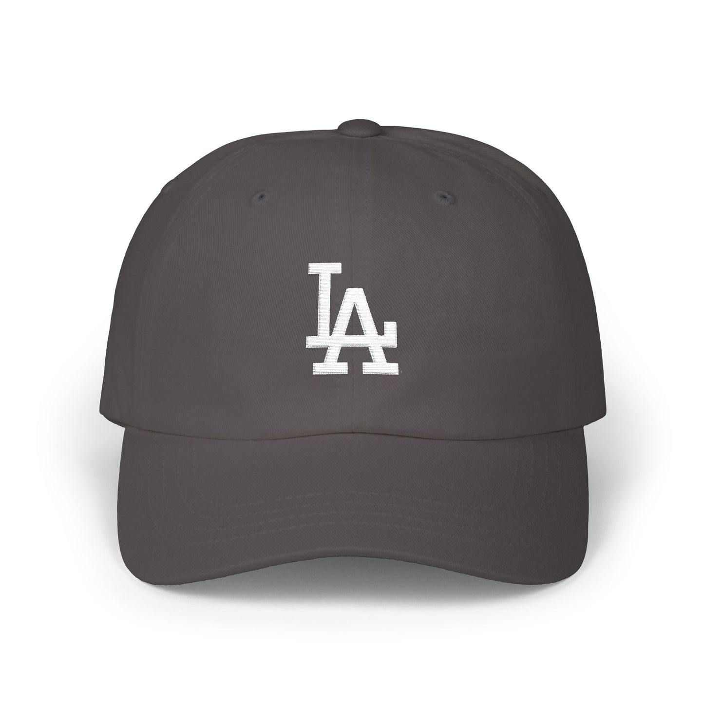 LA Distressed Logo Dad Cap — Vintage Baseball Hat Hats Printify Dark Grey One size