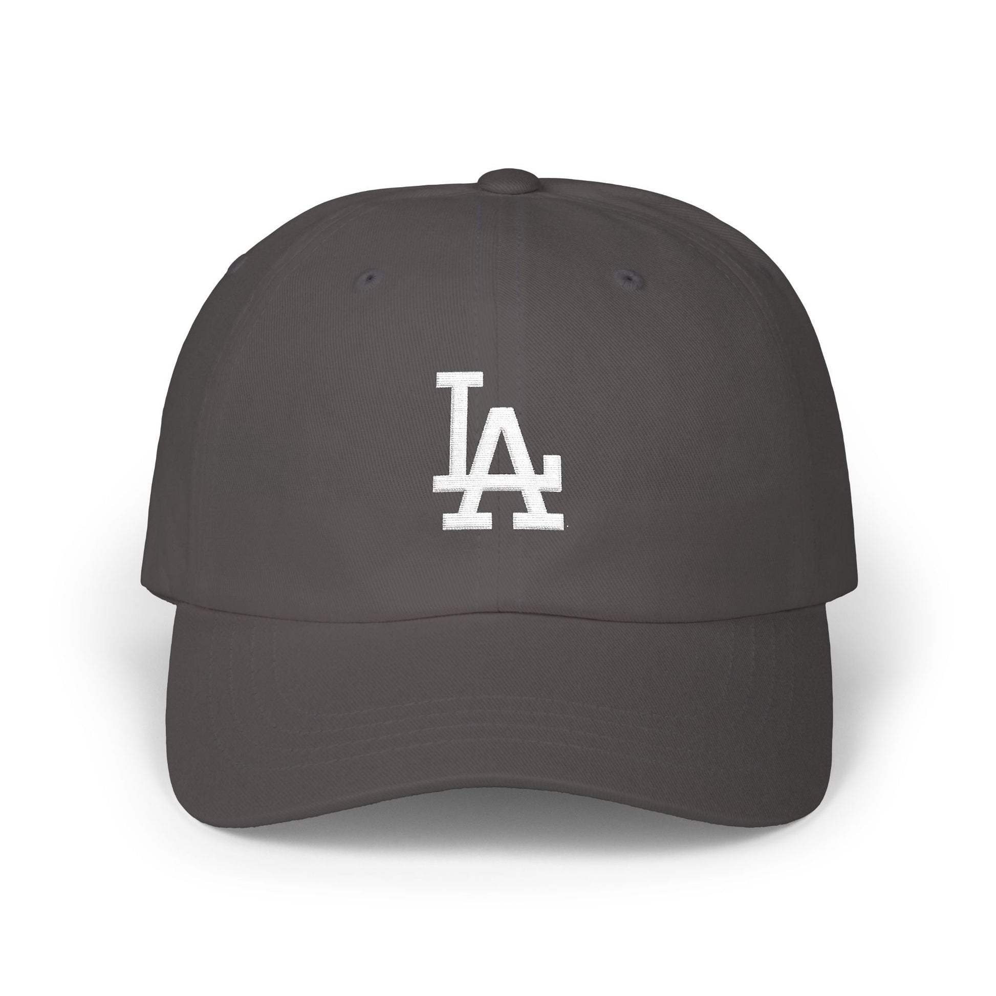 LA Distressed Logo Dad Cap — Vintage Baseball Hat Hats Printify Dark Grey One size