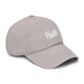 Hustle Washed Baseball Cap — Vintage Script Embroidered Hat Hats Printify