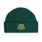Cuff Beanie — Retro Green Car Embroidered Knit Hat Hats Printify