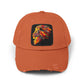 Distressed Cap — Vibrant Flame Lion Embroidered Baseball Hat Hats Printify Burnt Orange One size