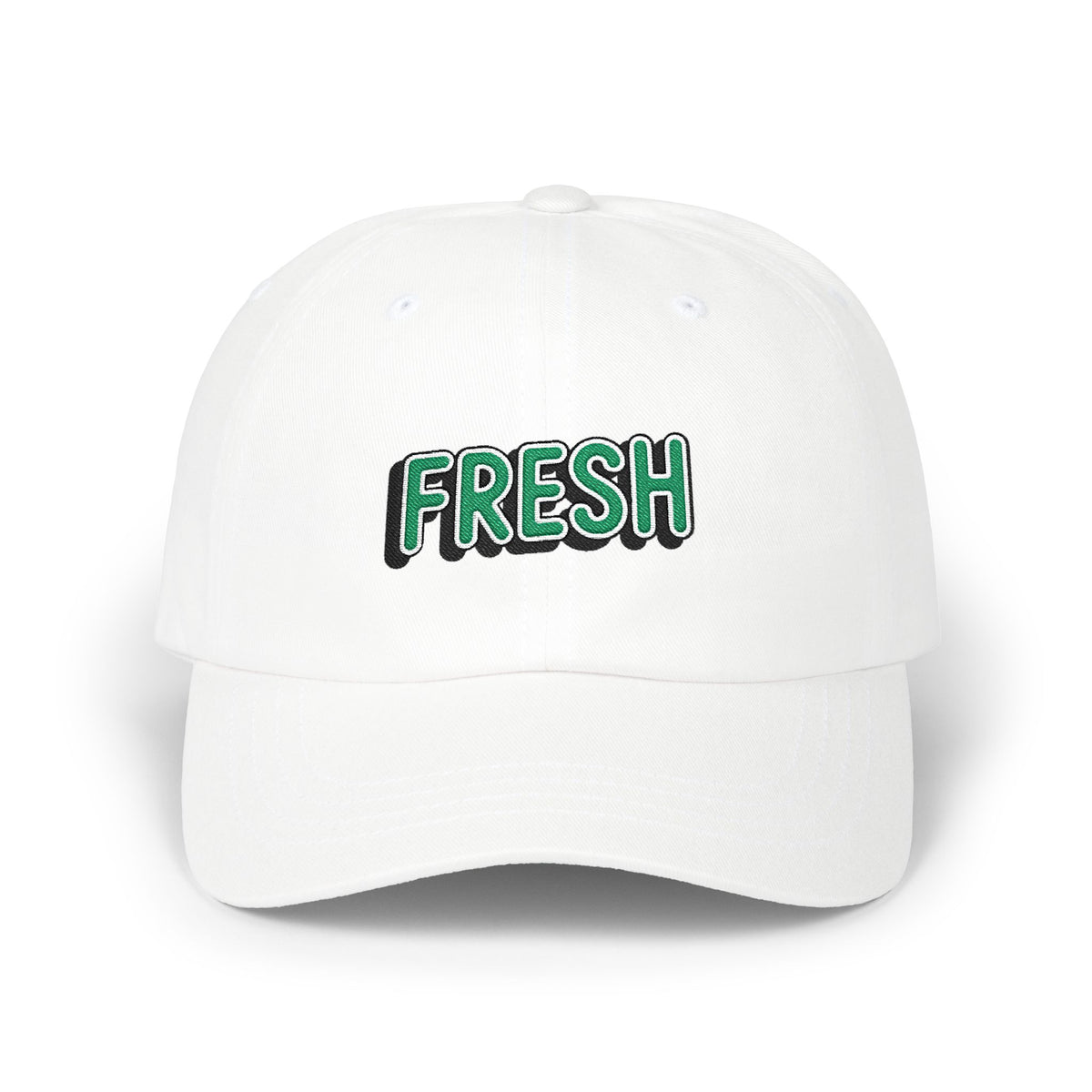 Fresh Embroidered Dad Cap — White Casual Baseball Hat Hats Printify White One size