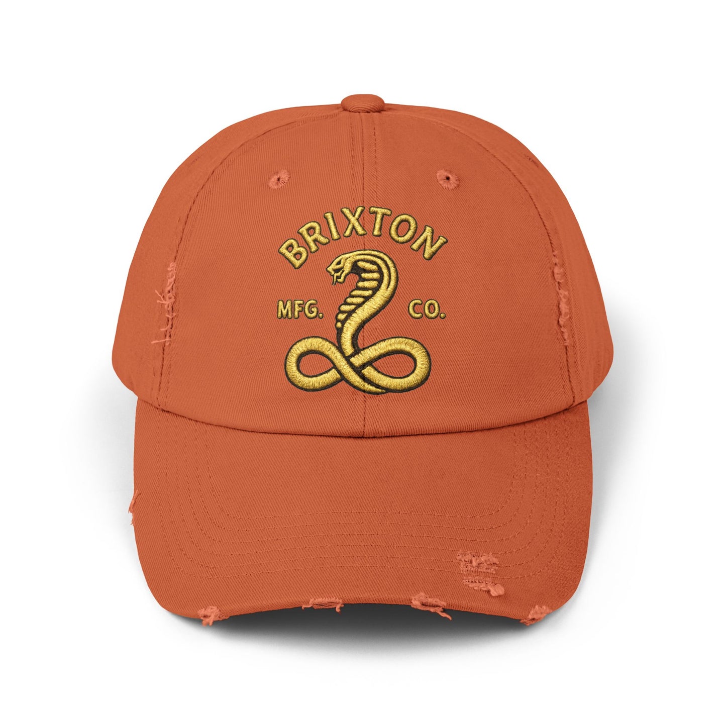 Distressed Brixton Cobra Cap — Vintage Embroidered Snake Hat Hats Printify Burnt Orange One size