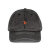 Vintage Embroidered Cap — Retro Washed Baseball Hat with Tiny Fox Patch Hats Printify One size Black