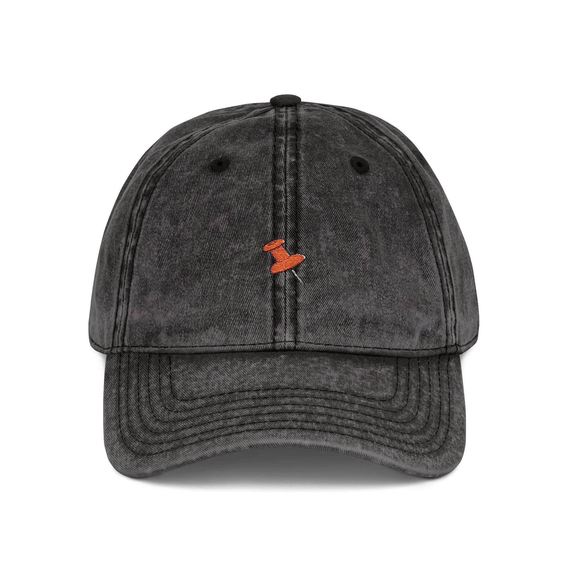 Vintage Embroidered Cap — Retro Washed Baseball Hat with Tiny Fox Patch Hats Printify One size Black