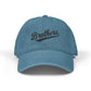 Brothers Embroidered Denim Hat — Vintage Script Cap for Siblings & Family Gifts Hats Printify One size Blue
