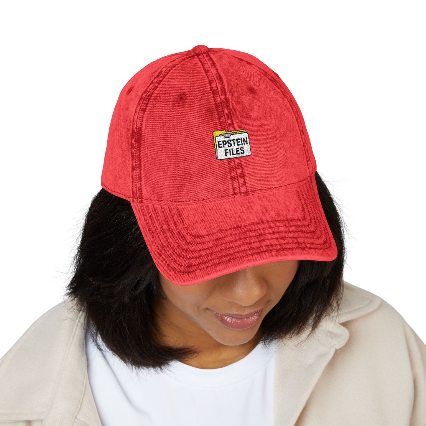 Embroidered Vintage Cap — "Epstein Files" Patch Dad Hat Hats Printify