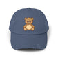 Teddy Bear Distressed Cap — Cute Retro Plush Hat for Casual Wear Hats Printify Scotland Blue One size